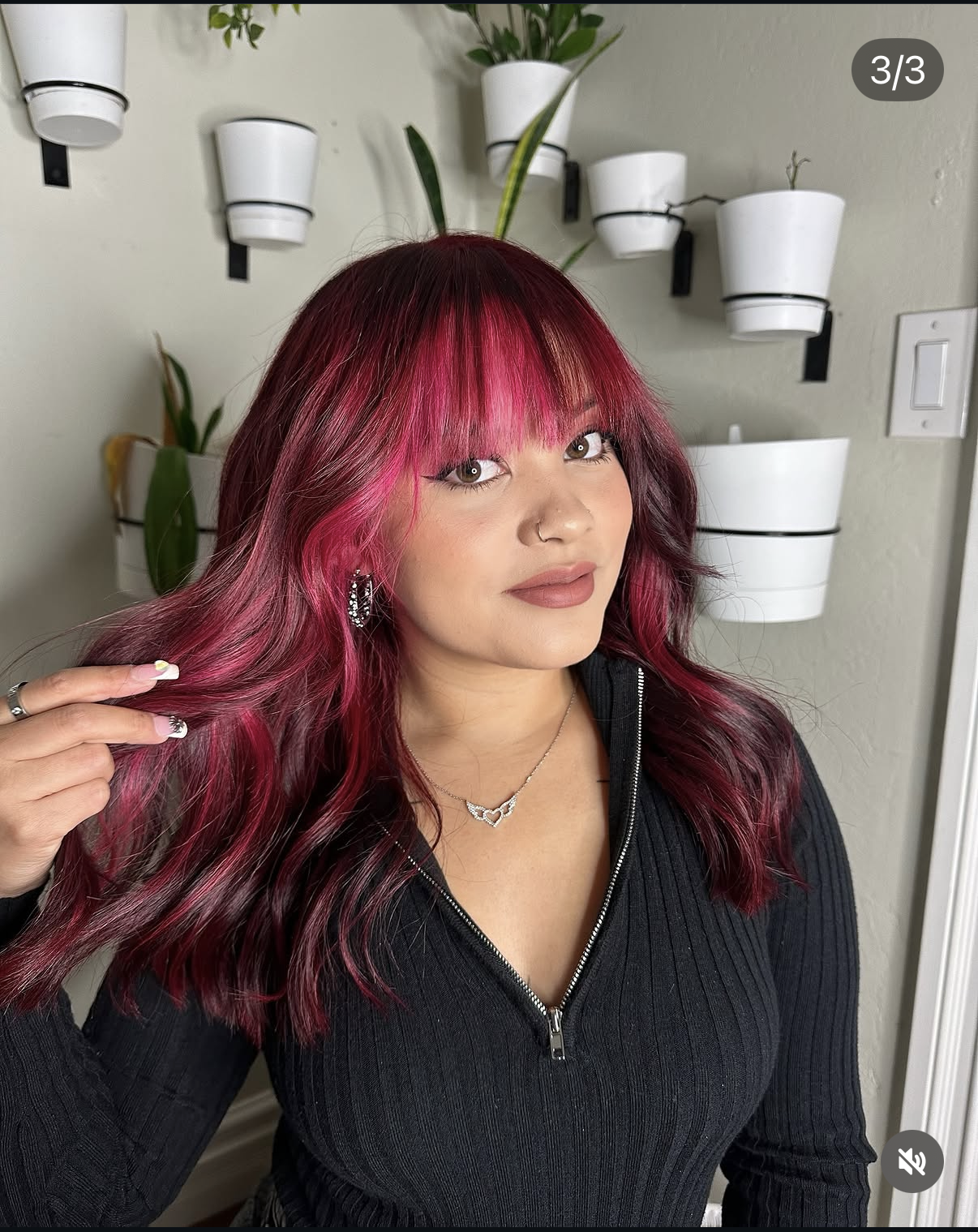 Client burgundy with pink highlights